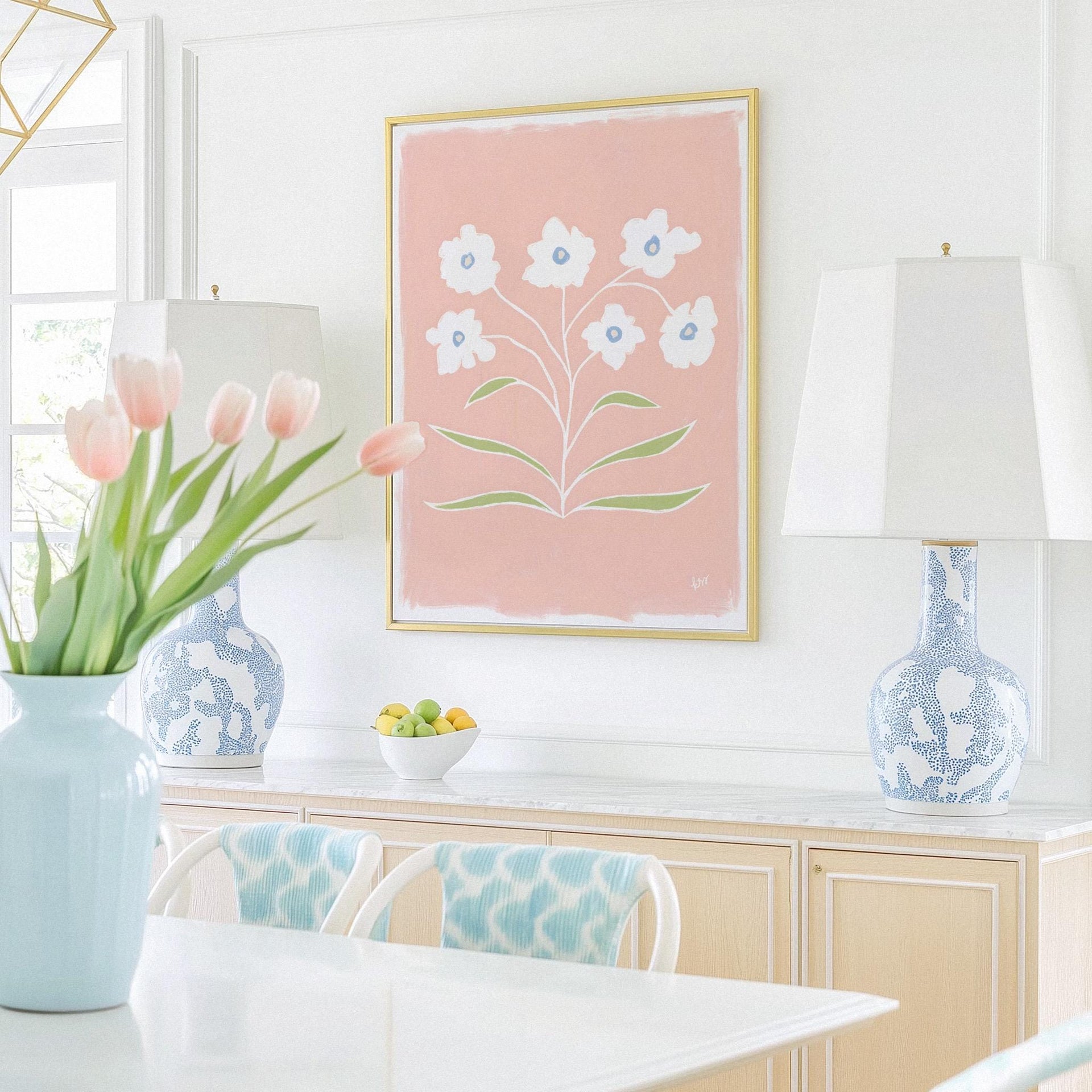 Abstracted Florals – Coral White