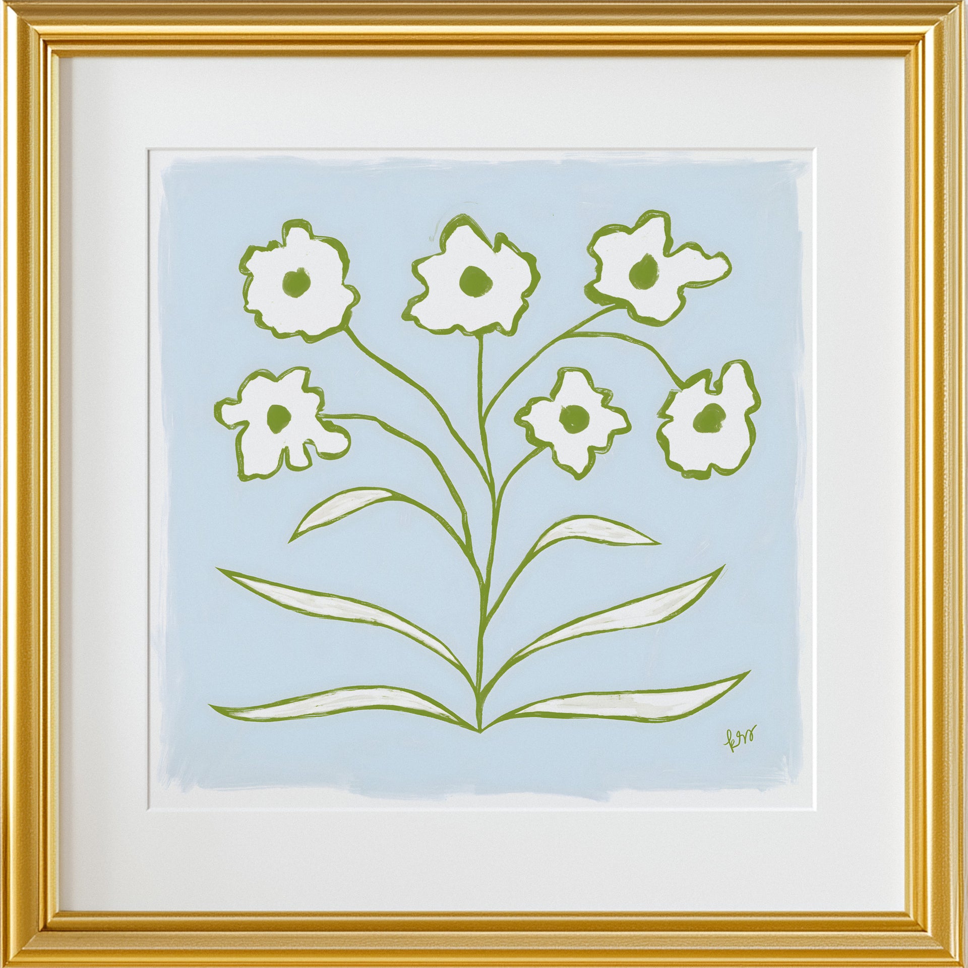 Abstracted Florals – Olive Blue