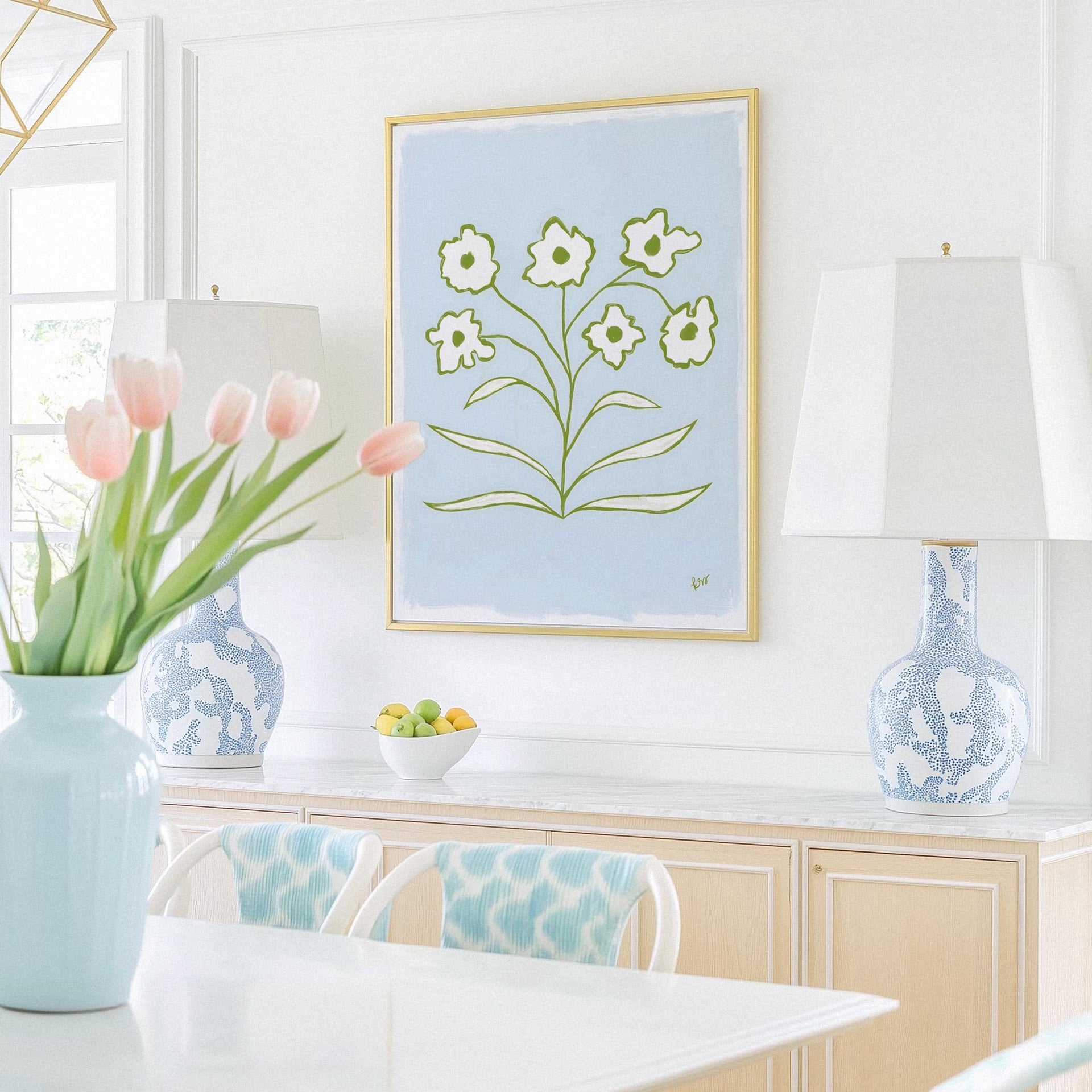 Abstracted Florals – Olive Blue