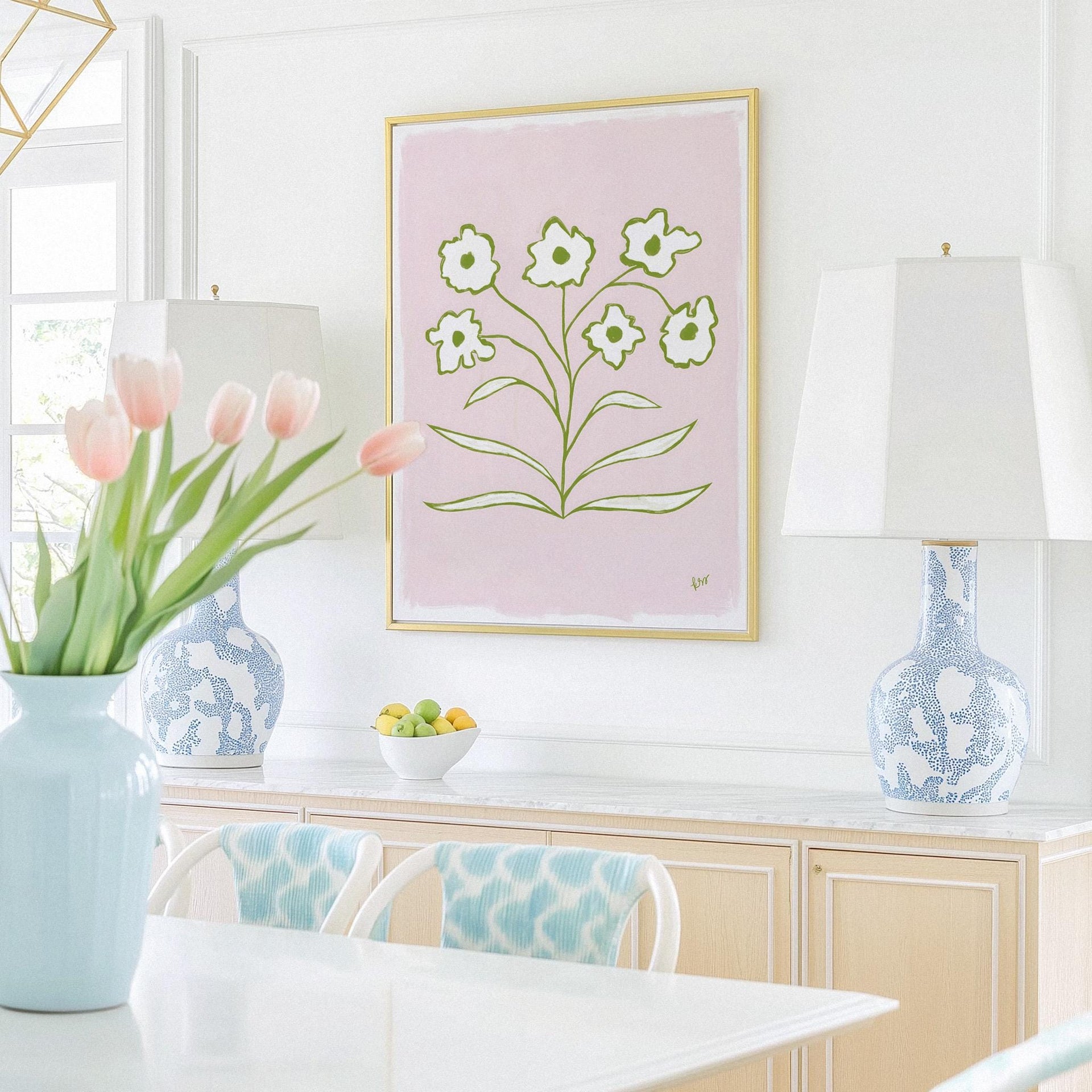 Abstracted Florals – Olive Pink