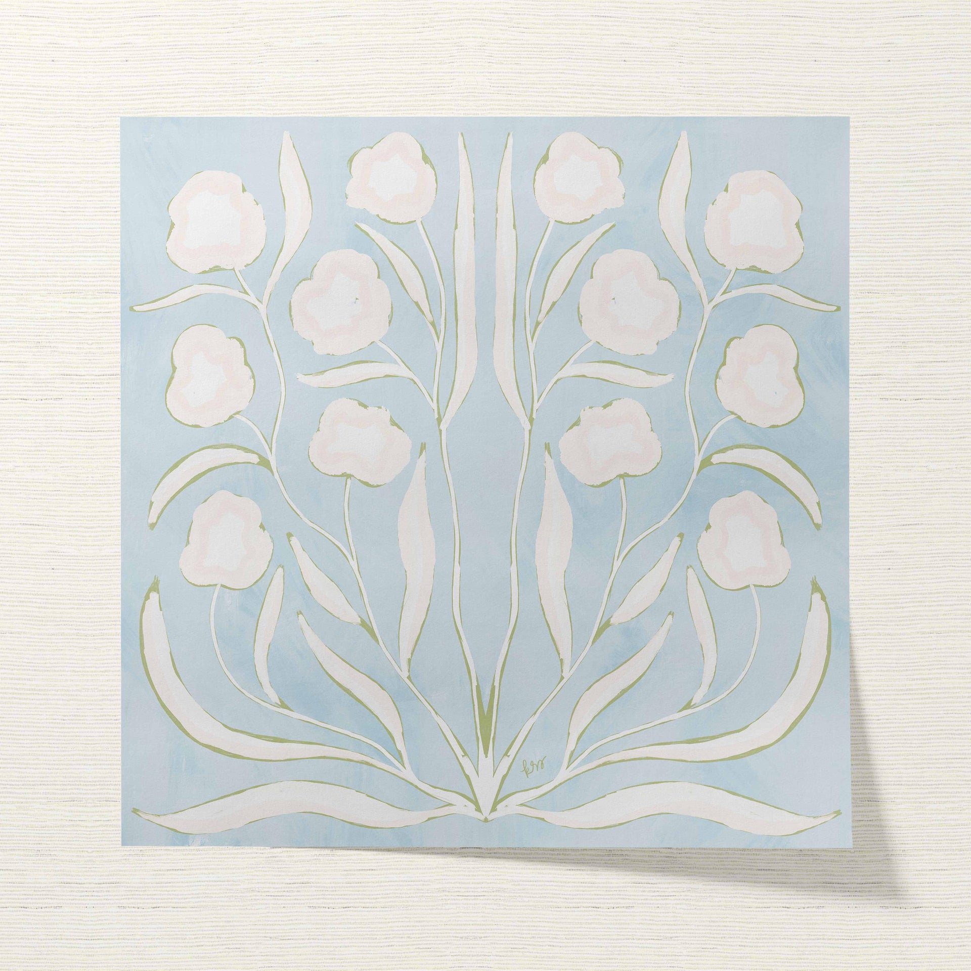 Botanical Fine Art Print | Blue, White & Green Flowers | Modern Southern | Rainey Studio