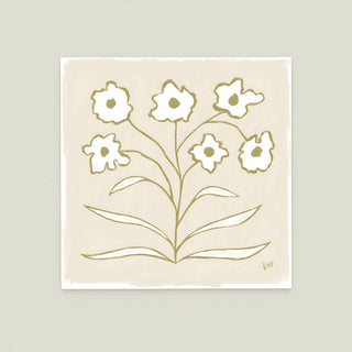 Botanical Line Study No. 7: a stylized plant with white flowers.