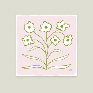 Botanical Line Study No. 4: a flower with six petals, depicted in a minimalist style with simple lines and shapes.