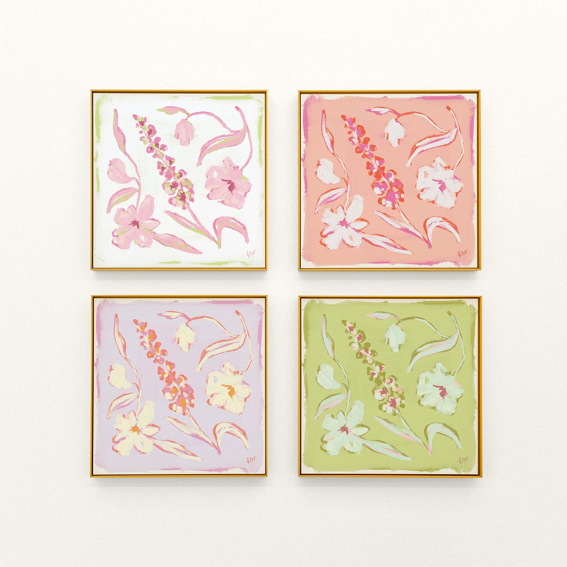 Painterly Arrangement – Pinks Set of 4