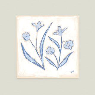 Floral Study No. 13: blue flowers and leaves.