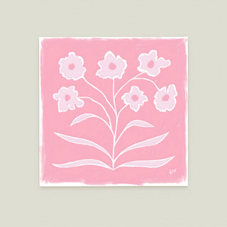 Botanical Line Study No. 2: a pink background and white flowers.
