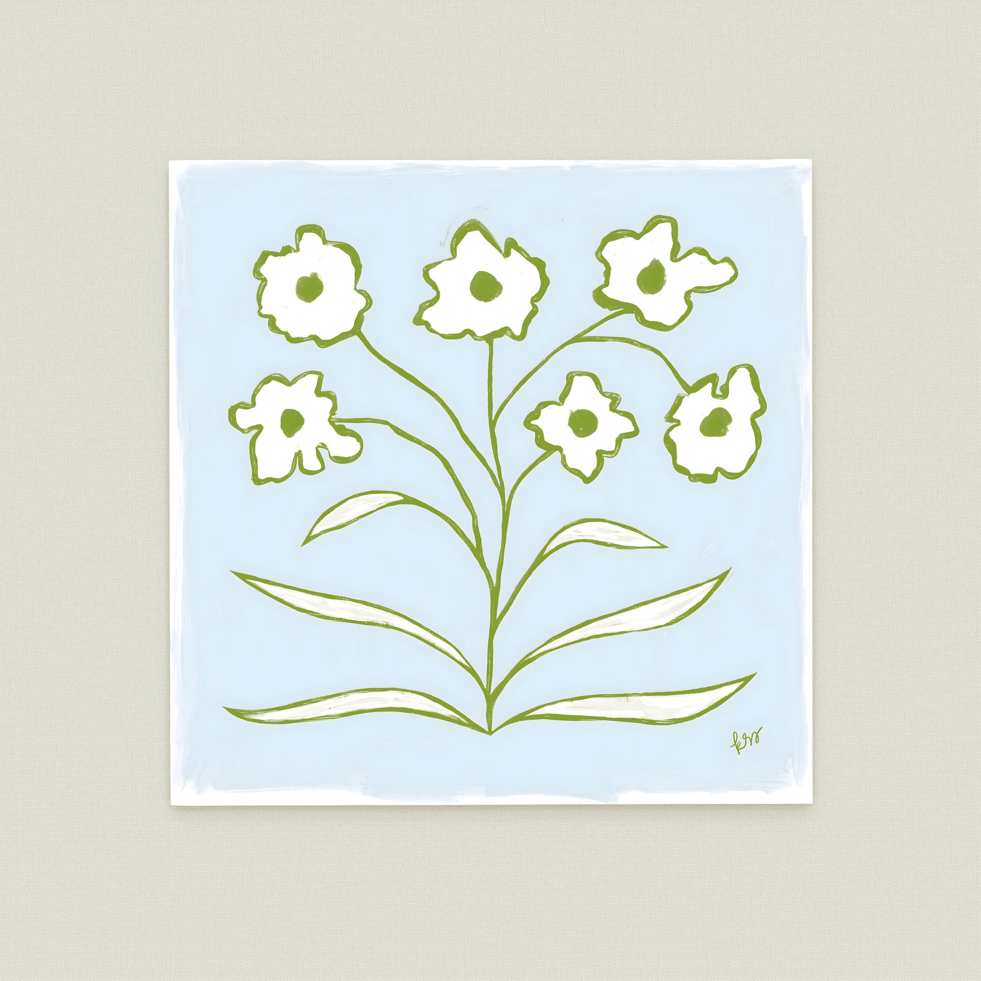 A simple illustration of a flower with six petals, depicted in a stylized manner against a light blue background.