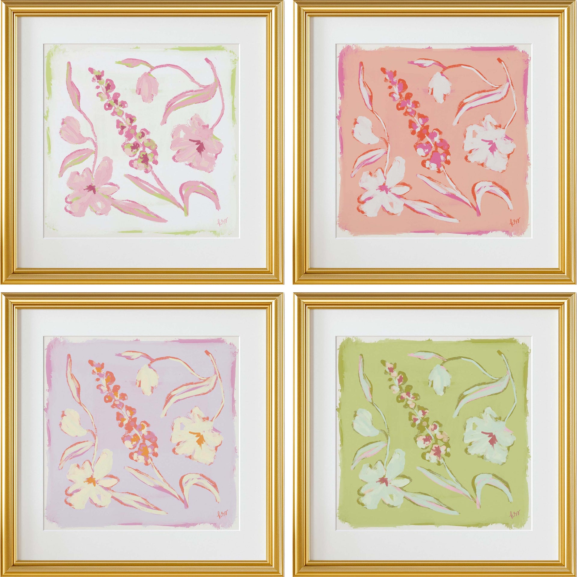 Painterly Arrangement – Pinks Set of 4