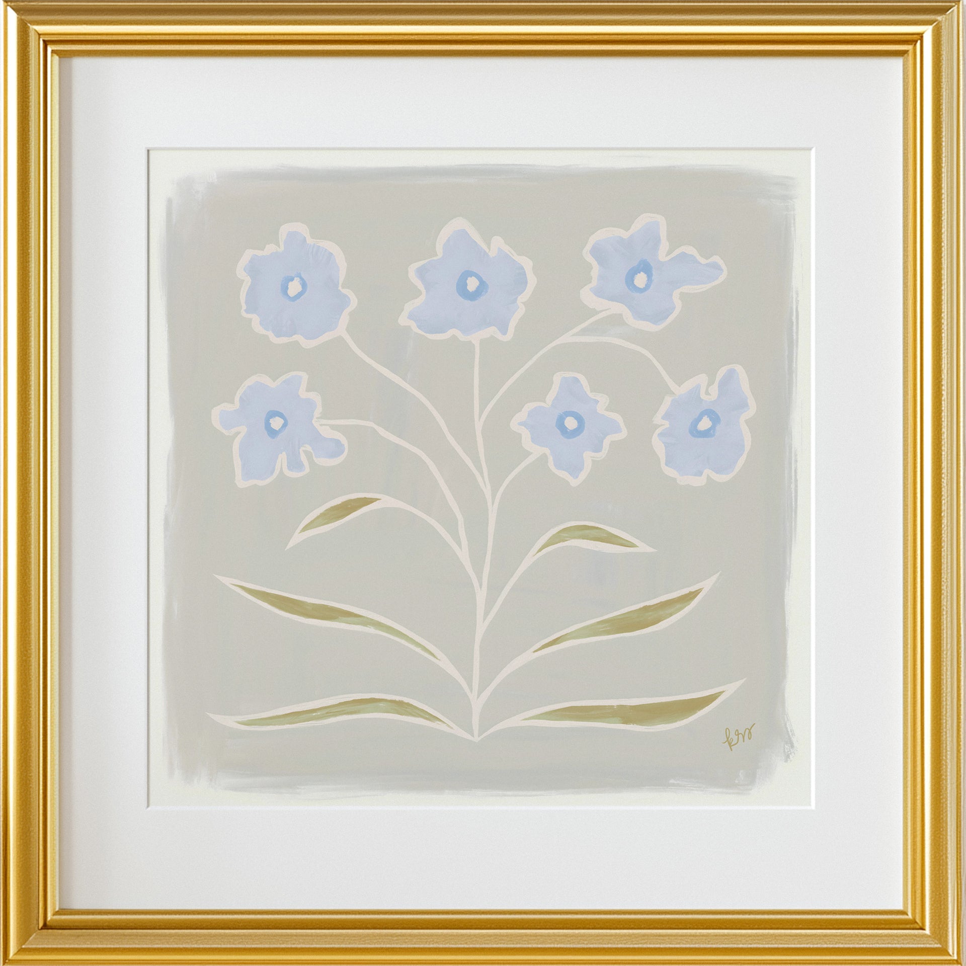 Abstracted Florals – Neutral Blue