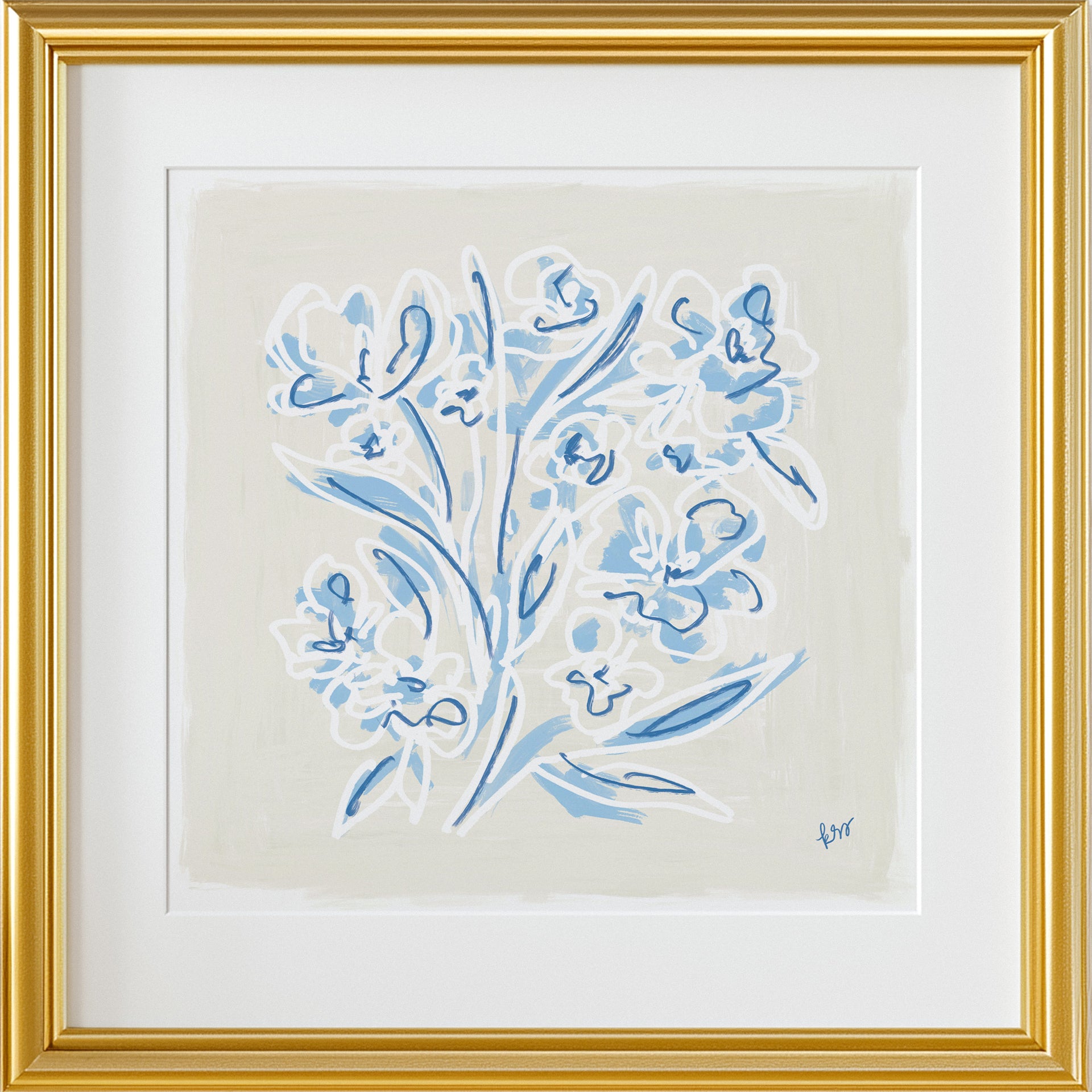 Neutral Blue Florals