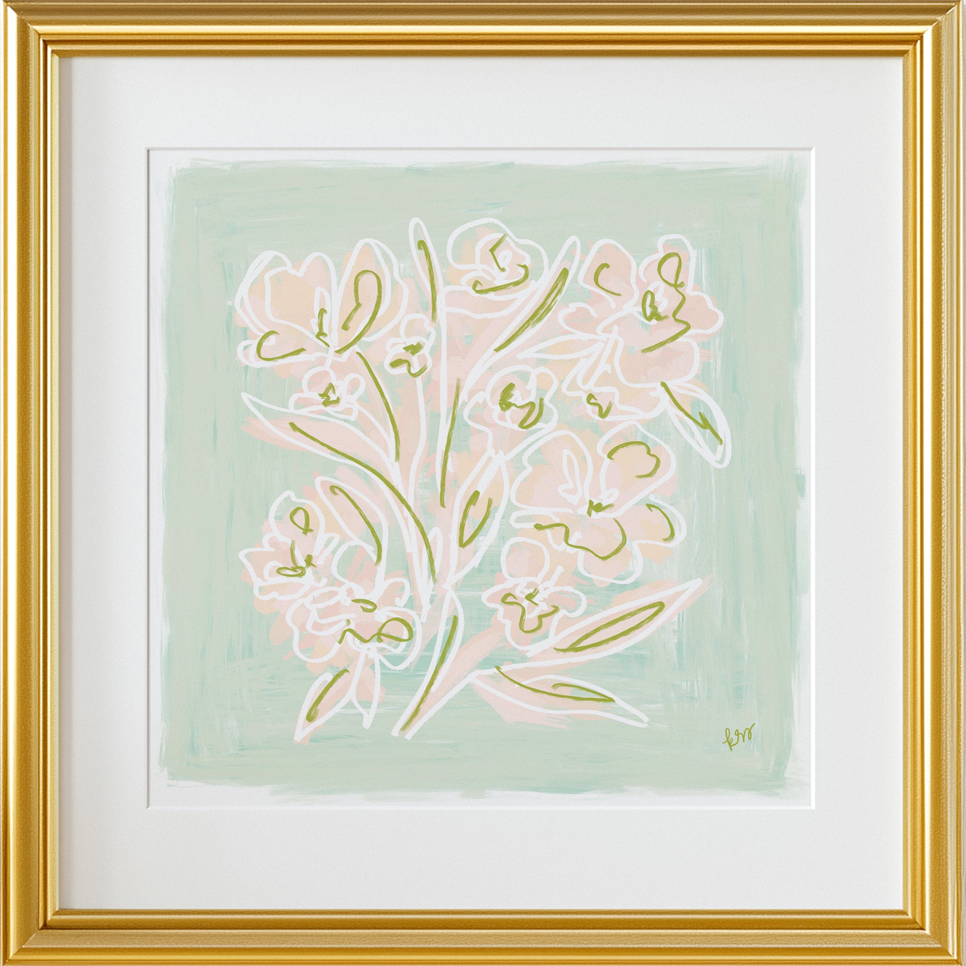 Green Peach Florals