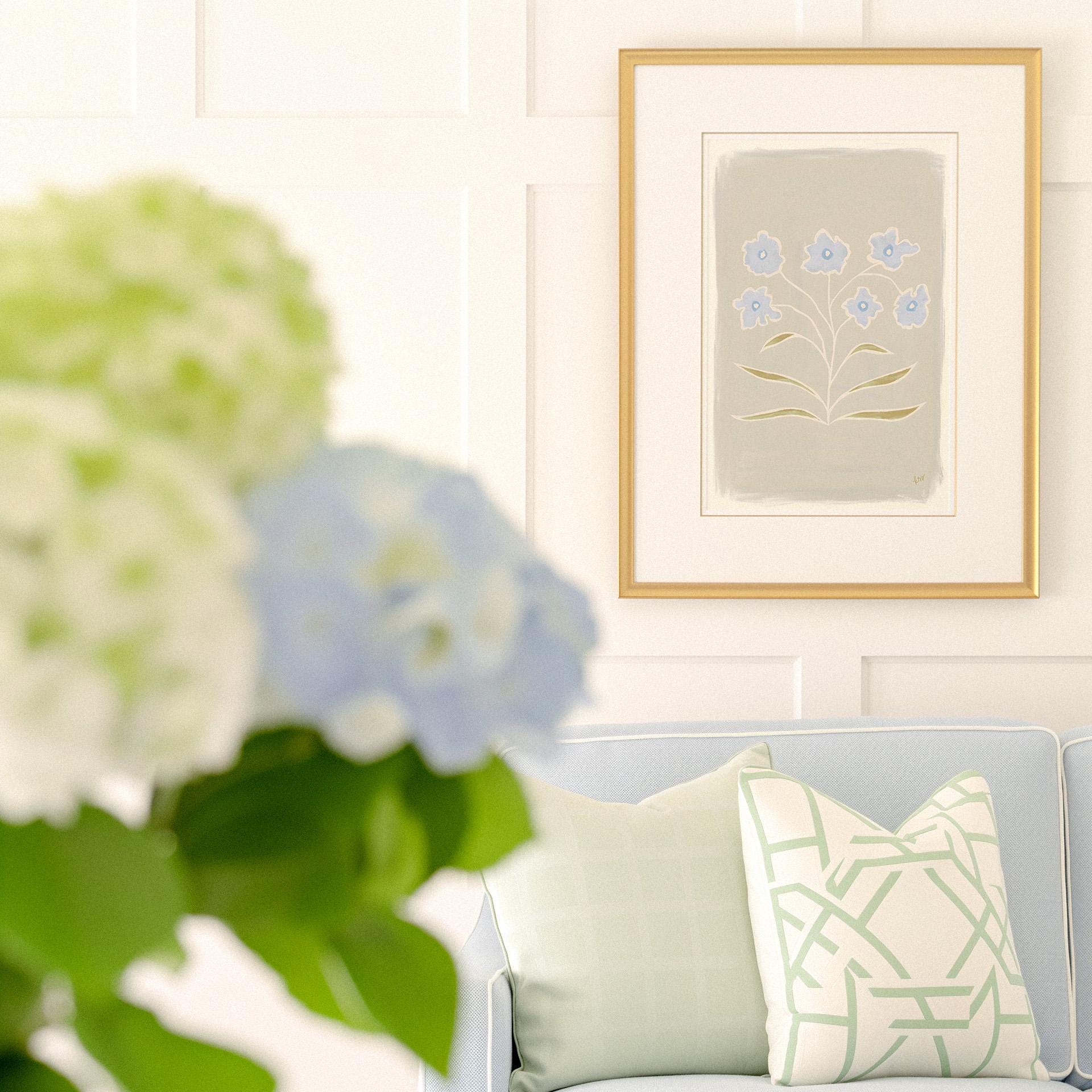 Abstracted Florals – Neutral Blue