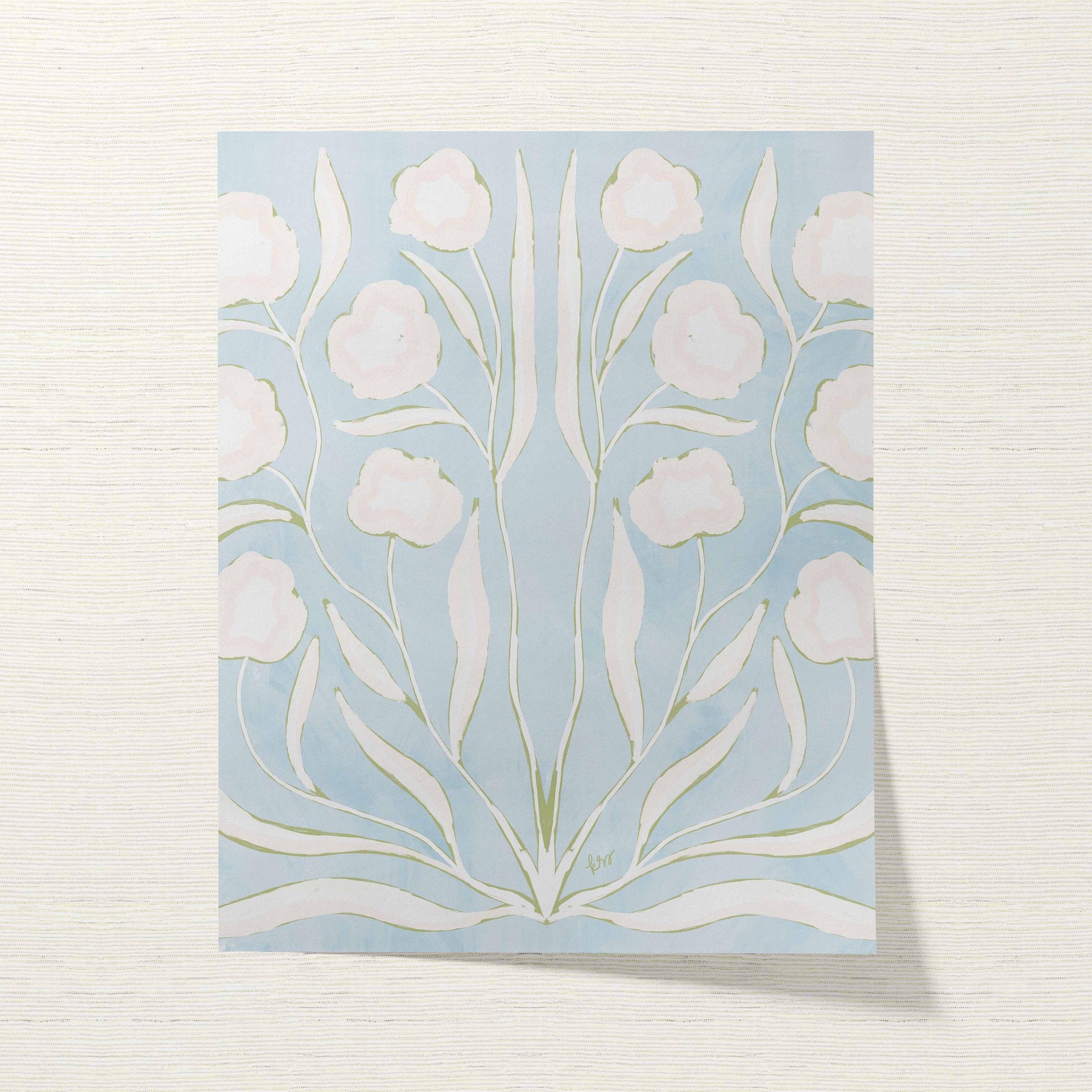 Botanical Fine Art Print | Blue, White & Green Flowers | Modern Southern | Rainey Studio