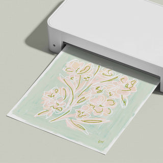 Floral Sketch No. 5 floral art print, shown freshly printed.